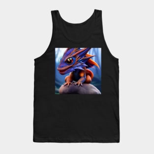 Baby Blue and Red Dragon with Big Eyes Tank Top